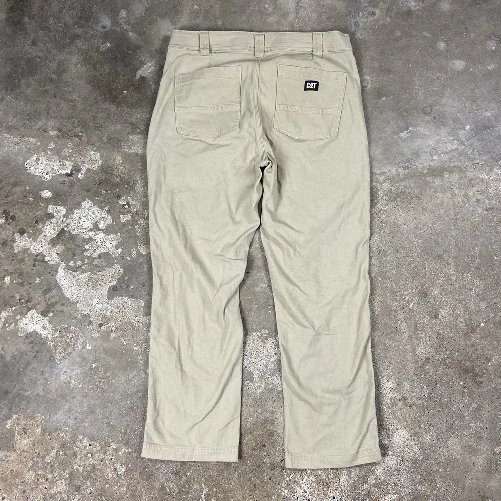 CAT Carpenter Canvas Pants Size 34x29 Beige Khaki Straight Fit‎ Utility Workwear